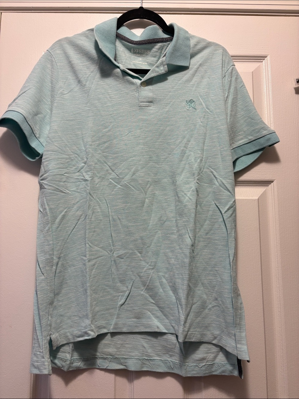 Express Men's Light Aqua Heather Polo